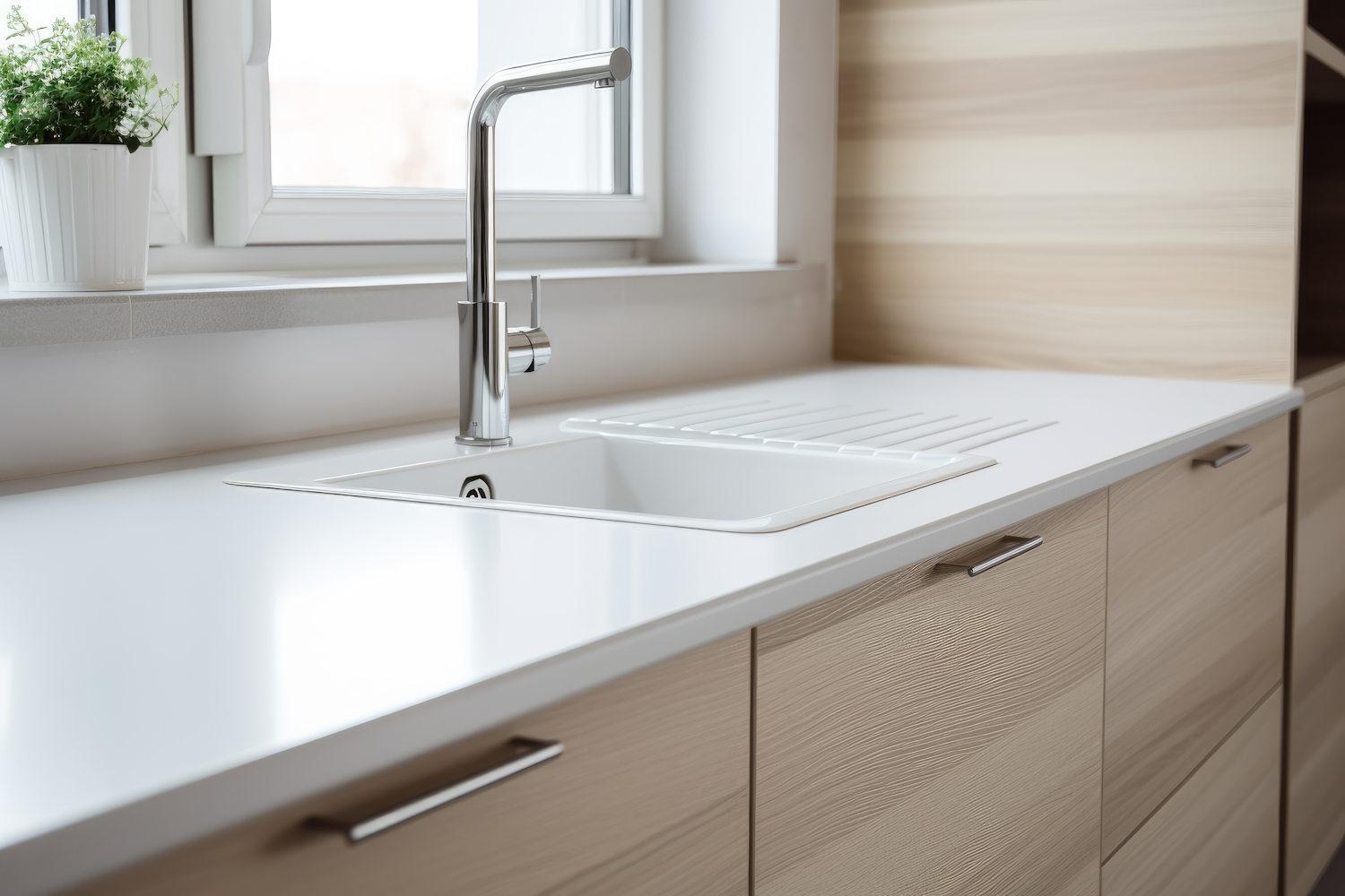 White quartz worktop